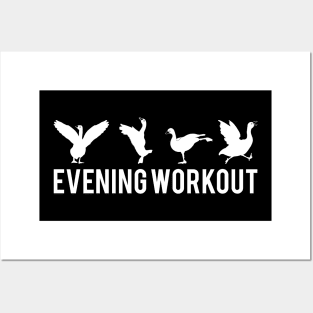 Evening Workout White Duck Exercising Posters and Art